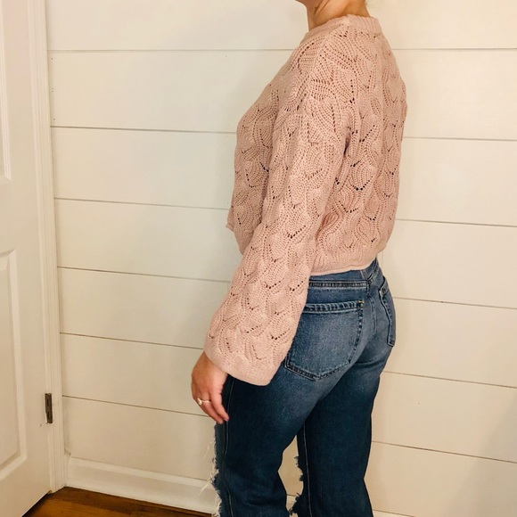 Knit Cropped Bell Sleeve Sweater - Picture 5 of 8